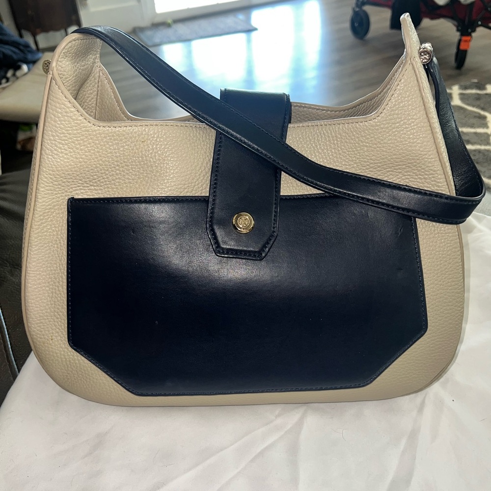 Tory Burch Leather Ellen Colorblock Leather Satchel Handbag Hobo Bag, Preloved